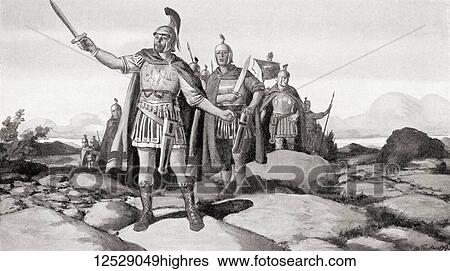 Stock Photograph - Probus enters Gaul in 278 AD. Probus, c. 232 282. Roman Emperor from 276 to 282. From Hutchinson's History of the Nations, published 1915.. Fotosearch