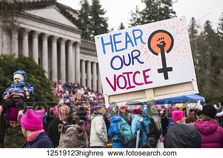 Protesters and sign at the 2018 Women's Day March in Olympia at the Washington State Capitol; Olympia, Washington, United States of America View Large Photo Image Stock Photograph - Protesters and sign at the 2018 Women's Day March in Olympia at the Washington State Capitol; Olympia, Washington, United States of America. Fotosearch