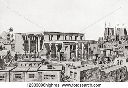 Stock Photograph - Residence of a wealthy Egyptian during the 18th Dynasty. From Hutchinson's History of the Nations, published 1915.. Fotosearch