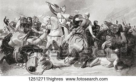 Stock Photograph - Richard I and Saladin at Ascalon in 1192 at the end of the Third Crusade. Richard I, aka Richard Cur de Lion or Richard the Lionheart, 1157 1199. King of England. An-Nasir Salah ad-Din Yusuf ibn Ayyub, aka Salah ad-Din or Saladin, 1137 1193..... Fotosearch