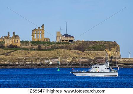 Stock Photograph - Ruins of Tynemouth Priory viewed from the River Tyne; South Shields, Tyne and Wear, England. Fotosearch