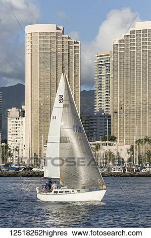 Sailing from the Ala Wai boat harbor, Waikiki; Honolulu, Oahu, Hawaii, United States of America View Large Photo Image Stock Photograph - Sailing from the Ala Wai boat harbor, Waikiki; Honolulu, Oahu, Hawaii, United States of America. Fotosearch