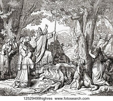 Saint Boniface felling the sacred oak aka The Donar Oak or Jove's Oak, Hesse, Germany. A sacred tree of the Germanic pagans, when Boniface started to chop it down a great wind, as if by miracle, blew the ancient oak over. When the god did not strike... View Large Photo Image Stock Photograph - Saint Boniface felling the sacred oak aka The Donar Oak or Jove's Oak, Hesse, Germany. A sacred tree of the Germanic pagans, when Boniface started to chop it down a great wind, as if by miracle, blew the ancient oak over. When the god did not strike.... Fotosearch