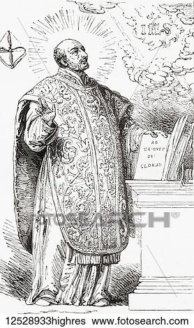 Stock Photograph - Saint Ignatius of Loyola, 1491 - 1556. Spanish Basque priest and theologian, founder of the religious order called the Society of Jesus. From Ward and Lock's Illustrated History of the World, published c. 1882.. Fotosearch