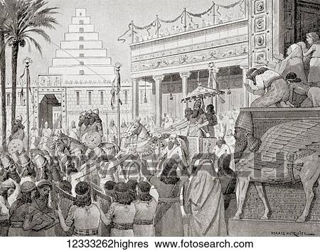 Stock Photograph - Sargon II, proclaimed king of Assyria, 722 BC. From Hutchinson's History of the Nations, published 1915.. Fotosearch