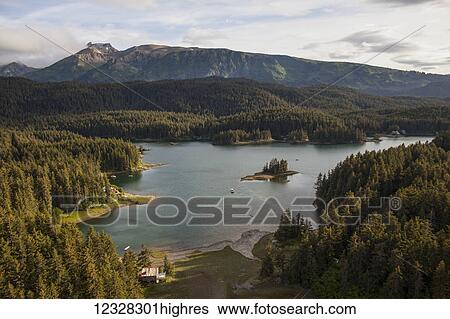Stock Photograph - Scenic View Of Little Tutka Bay, Kachemak Bay, Homer, Southcentral Alaska, USA. Fotosearch