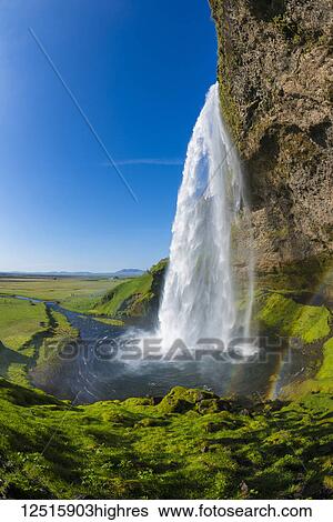 Stock Photograph - Seljalandsfoss waterfall; Iceland. Fotosearch