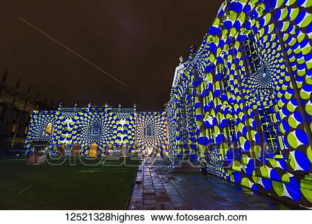 Stock Photograph - Senate House lit up for the e-Luminate festival; Cambridge, England. Fotosearch