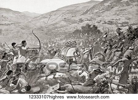 Stock Photograph - Seti I attacking the Syrian town of Kadesh. Menmaatre Seti I or Sethos I. Pharaoh of the New Kingdom Nineteenth Dynasty of Egypt. From Hutchinson's History of the Nations, published 1915.. Fotosearch