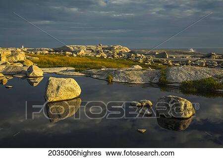 Stock Photograph - Shoreline Along The Coast At Peggy's Cove, Nova Scotia.. Fotosearch