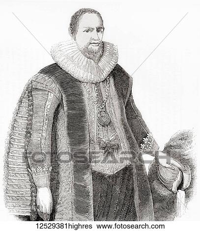 Stock Photograph - Sir Hugh Myddelton (or Middleton), 1st Baronet, 1560 1631. Welsh clothmaker, entrepreneur, mine-owner, goldsmith, banker and self-taught engineer. From Old England: A Pictorial Museum, published 1847.. Fotosearch