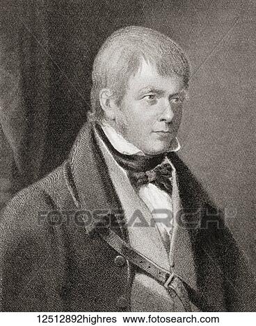 Stock Photograph - Sir Walter Scott, 1st Baronet, 1771 1832. Scottish historical novelist, playwright and poet. From Hutchinson's History of the Nations, published 1915.. Fotosearch