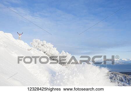 Snowboard on a snowy hillside, Homer, Southcentral Alaska, USA View Large Photo Image Stock Photograph - Snowboard on a snowy hillside, Homer, Southcentral Alaska, USA. Fotosearch