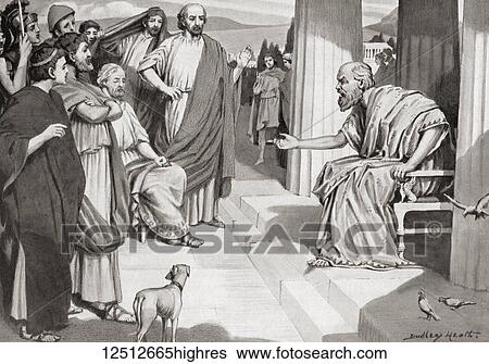 Stock Photograph - Socrates addressing the Athenians. Socrates, c. 470/469 399 BC. Classical Greek (Athenian) philosopher, one of the founders of Western philosophy. From Hutchinson's History of the Nations, published 1915.. Fotosearch