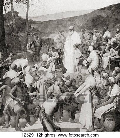 Stock Photograph - St. Denis preaching to the Gauls. Saint Denis, legendary 3rd-century Christian martyr, saint and the first bishop of Paris, France. From Hutchinson's History of the Nations, published 1915.. Fotosearch