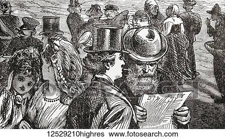 Stock Photograph - Street scene in 19th century Berlin, Germany. From Ward and Lock's Illustrated History of the World, published c. 1882.. Fotosearch