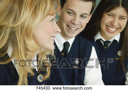 Stock Image - Students in uniform. Fotosearch