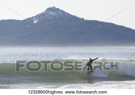 Surfer riding a wave along the Kenai Peninsula Outer Coast, South-central Alaska, USA View Large Photo Image Stock Photograph - Surfer riding a wave along the Kenai Peninsula Outer Coast, South-central Alaska, USA. Fotosearch
