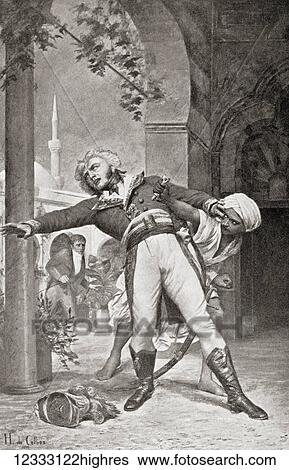 Stock Photograph - The assassination of General Klber by Suleiman al-Halabi, 14 June, 1800. Jean-Baptiste Klber, 1753 1800. French general during the French Revolutionary Wars and leader of the French occupation forces in Egypt. Suleiman al-Halabi aka Soleyman.... Fotosearch