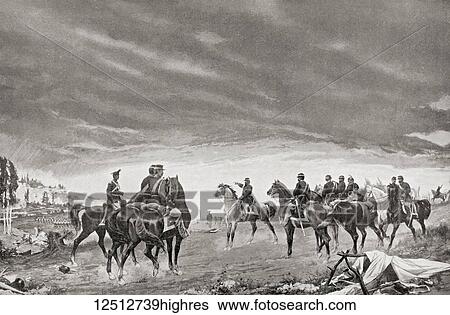 Stock Photograph - The Battle of Custoza, June 24, 1866 between the Kingdom of Italy and the Austrian Empire during the Third Italian War of Independence in the Italian unification process. From Hutchinson's History of the Nations, published 1915.. Fotosearch