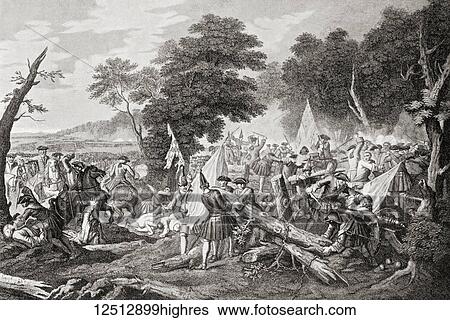 Stock Photograph - The Battle of Malplaquet, 11 September 1709, one of the main battles of the War of the Spanish Succession. From Hutchinson's History of the Nations, published 1915.. Fotosearch