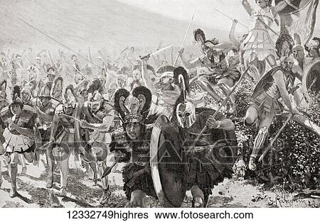 Stock Photograph - The Battle of Marathon, 490 BC, during the first Persian invasion of Greece. From Hutchinson's History of the Nations, published 1915.. Fotosearch