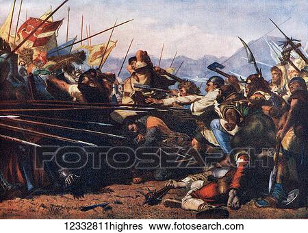 The Battle of Sempach, 9 July 1386, fought between Leopold III, Duke of Austria and the Old Swiss Confederacy. From Hutchinson's History of the Nations, published 1915. View Large Photo Image Stock Photograph - The Battle of Sempach, 9 July 1386, fought between Leopold III, Duke of Austria and the Old Swiss Confederacy. From Hutchinson's History of the Nations, published 1915.. Fotosearch