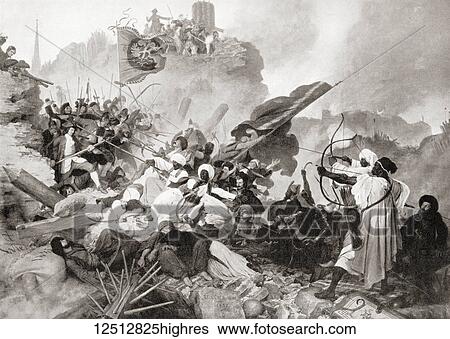 Stock Photograph - The Battle of Vienna, Kahlenberg Mountain, Vienna, 12 September 1683 after the city had been besieged by the Ottoman Empire for two months. From Hutchinson's History of the Nations, published 1915.. Fotosearch