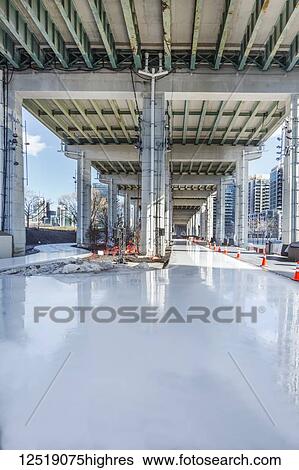 Stock Photograph - The Bentway Skate Trail; Toronto, Ontario, Canada. Fotosearch