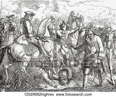Stock Photograph - The capture of Tallard at The Battle of Blenheim in 1704. Camille d'Hostun de la Baume, duc de Tallard, 1652 1728. French noble, diplomat, military commander and Marshal of France. From Ward and Lock's Illustrated History of the World, published.... Fotosearch