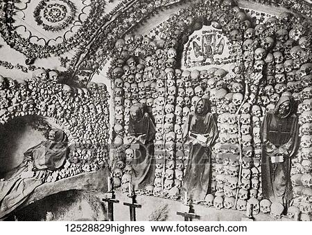 The Capuchin Crypt, a small space comprising several tiny chapels located beneath the church of Santa Maria della Concezione dei Cappuccini on the Via Veneto, Rome, Italy, lined with the skeletal remains of 3, 700 bodies believed to be Capuchin friars.... View Large Photo Image Stock Photograph - The Capuchin Crypt, a small space comprising several tiny chapels located beneath the church of Santa Maria della Concezione dei Cappuccini on the Via Veneto, Rome, Italy, lined with the skeletal remains of 3, 700 bodies believed to be Capuchin friars..... Fotosearch