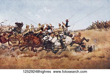 Stock Photograph - The charge of the Cuirassiers at Rezonville, during The Battle of Gravelotte, aka GravelotteSt. Privat, 1870. From Hutchinson's History of the Nations, published 1915. Fotosearch