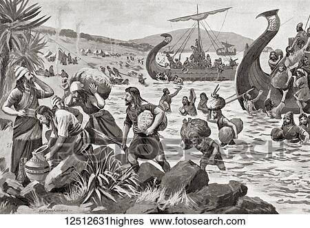 Stock Photograph - The colonization of Cyprus by the Phoenicians c. 11th century BC. From Hutchinson's History of the Nations, published 1915.. Fotosearch