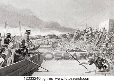 Stock Photograph - The conquest of the Sealand, Babylonia, by the Kassites, c. 1460 BC. From Hutchinson's History of the Nations, published 1915.. Fotosearch