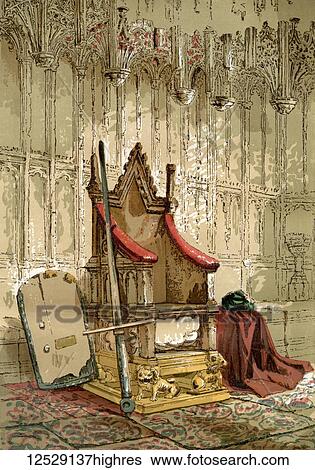 The Coronation Chair, Westminster Abbey, City of Westminster, London, England. Here seen with the Stone of Scone which was returned to Scotland in 1996. From Old England: A Pictorial Museum, published 1847. View Large Photo Image Stock Photograph - The Coronation Chair, Westminster Abbey, City of Westminster, London, England. Here seen with the Stone of Scone which was returned to Scotland in 1996. From Old England: A Pictorial Museum, published 1847.. Fotosearch