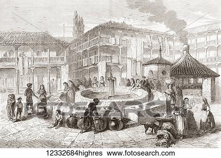 The Corral del Conde, Seville, Andalusia, Spain in the 19th century. From Album-Evenement, Prime du Journal L'Evenement, published 1865. View Large Photo Image Stock Photograph - The Corral del Conde, Seville, Andalusia, Spain in the 19th century. From Album-Evenement, Prime du Journal L'Evenement, published 1865.. Fotosearch