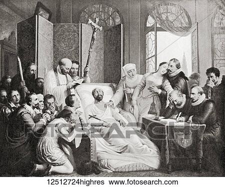 Stock Photograph - The death of Rubens. Sir Peter Paul Rubens, 1577 1640. Flemish artist. From Hutchinson's History of the Nations, published 1915.. Fotosearch