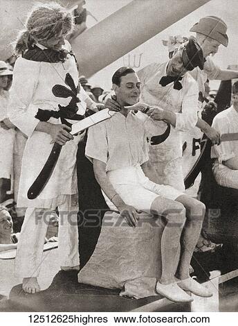 The Duke of York suffers the line-crossing ceremony aboard The Renown in 1927. The Giant Razor waits to complete the work of Neptune's distemper brush, after which he will be granted title of Old Sea Dog. Prince Albert, Duke of York, future George... View Large Photo Image Stock Photograph - The Duke of York suffers the line-crossing ceremony aboard The Renown in 1927. The Giant Razor waits to complete the work of Neptune's distemper brush, after which he will be granted title of Old Sea Dog. Prince Albert, Duke of York, future George.... Fotosearch