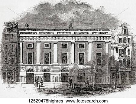 Stock Photograph - The East India House, London, England, 1726, the Leadenhall Street frontage as rebuilt by Theodore Jacobsen in 17269. From Old England: A Pictorial Museum, published 1847.. Fotosearch