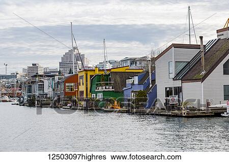 The Fisherman's Wharf tourist attraction with colourful floating homes and cottage rentals in Victoria Inner Harbour on Vancouver Island; Victoria, British Columba, Canada View Large Photo Image Stock Photograph - The Fisherman's Wharf tourist attraction with colourful floating homes and cottage rentals in Victoria Inner Harbour on Vancouver Island; Victoria, British Columba, Canada. Fotosearch