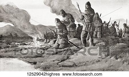 Stock Photograph - The Goths preparing the invasion into Thrace in 250 AD under their king Cniva, before The Battle of Abritus. From Hutchinson's History of the Nations, published 1915.. Fotosearch