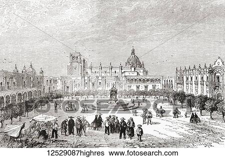 The Grand Square, aka Zocalo, Mexico City, Mexico in the 19th century, today known as Plaza de la Constitucion. From Ward and Lock's Illustrated History of the World, published c. 1882. View Large Photo Image Stock Photograph - The Grand Square, aka Zocalo, Mexico City, Mexico in the 19th century, today known as Plaza de la Constitucion. From Ward and Lock's Illustrated History of the World, published c. 1882.. Fotosearch