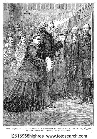Stock Photograph - The Graphic Newspaper/Magazine June 1st 1897, Queens Victoria's Diamond Jubilee. Her Majesty's visit to `lord Beaconsfield at Hughenden, December 1877 at the railway station High Wycombe. Fotosearch