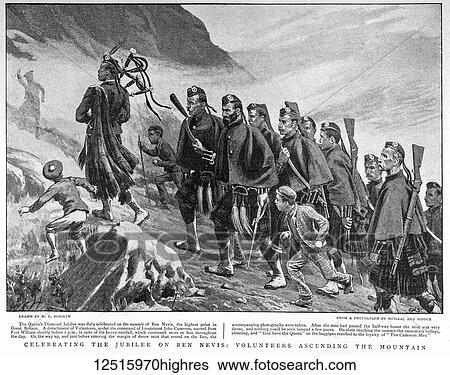 Stock Photograph - The Graphic Newspaper/Magazine June 1st 1897, Queens Victoria's Diamond JubileeCelebrating the Jubilee on Ben Bevis, Volunteers ascenf=ding the mountain. Fotosearch