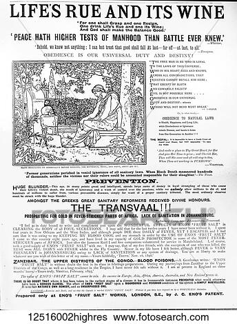 Stock Photograph - The Graphic Newspaper/Magazine June 1st 1897, Queens Victoria's Diamond Jubilee. An advertisement for Eno's Fruit Salt prevents serious illness. Fotosearch