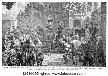 Stock Photograph - The Graphic Newspaper/Magazine June 1st 1897, Queens Victoria's Diamond Jubilee. `The emperor Napolean III and the Prince consort at Boulogne, September 7th 1854. picture by George H Thomas in her majesty's Quen Victoria's private collection. Fotosearch