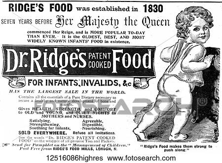 Stock Photograph - The Graphic Newspaper/Magazine June 1st 1897, Queens Victoria's Diamond Jubilee. Advertisment for Ridge's Baby food established in 1830. for infants and invalids. Fotosearch