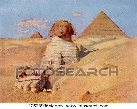 The Great Sphinx in The Giza pyramid complex, Giza Plateau, Cairo, Egypt. A massive sculpture generally believed to represent the Pharaoh Khafre. From The Wonders of the World, published c. 1920. View Large Photo Image Stock Photograph - The Great Sphinx in The Giza pyramid complex, Giza Plateau, Cairo, Egypt. A massive sculpture generally believed to represent the Pharaoh Khafre. From The Wonders of the World, published c. 1920.. Fotosearch