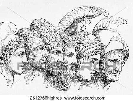 The heroes of the Trojan War. From left to right, Paris, Diomedes, Odysseus, Nestor, Achilles and Agamemnon. From Ward and Lock's Illustrated History of the World, published c. 1882. View Large Photo Image Stock Photograph - The heroes of the Trojan War. From left to right, Paris, Diomedes, Odysseus, Nestor, Achilles and Agamemnon. From Ward and Lock's Illustrated History of the World, published c. 1882.. Fotosearch