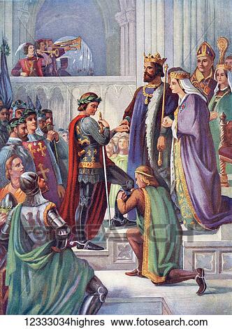 The Investiture of Edward the Black Prince as a Kinght of the Garter, 1346. Edward of Woodstock, 1330 1376, called the Black Prince because of his black armour. Eldest son of King Edward III and the father of King Richard II of England. From... View Large Photo Image Stock Photograph - The Investiture of Edward the Black Prince as a Kinght of the Garter, 1346. Edward of Woodstock, 1330 1376, called the Black Prince because of his black armour. Eldest son of King Edward III and the father of King Richard II of England. From.... Fotosearch